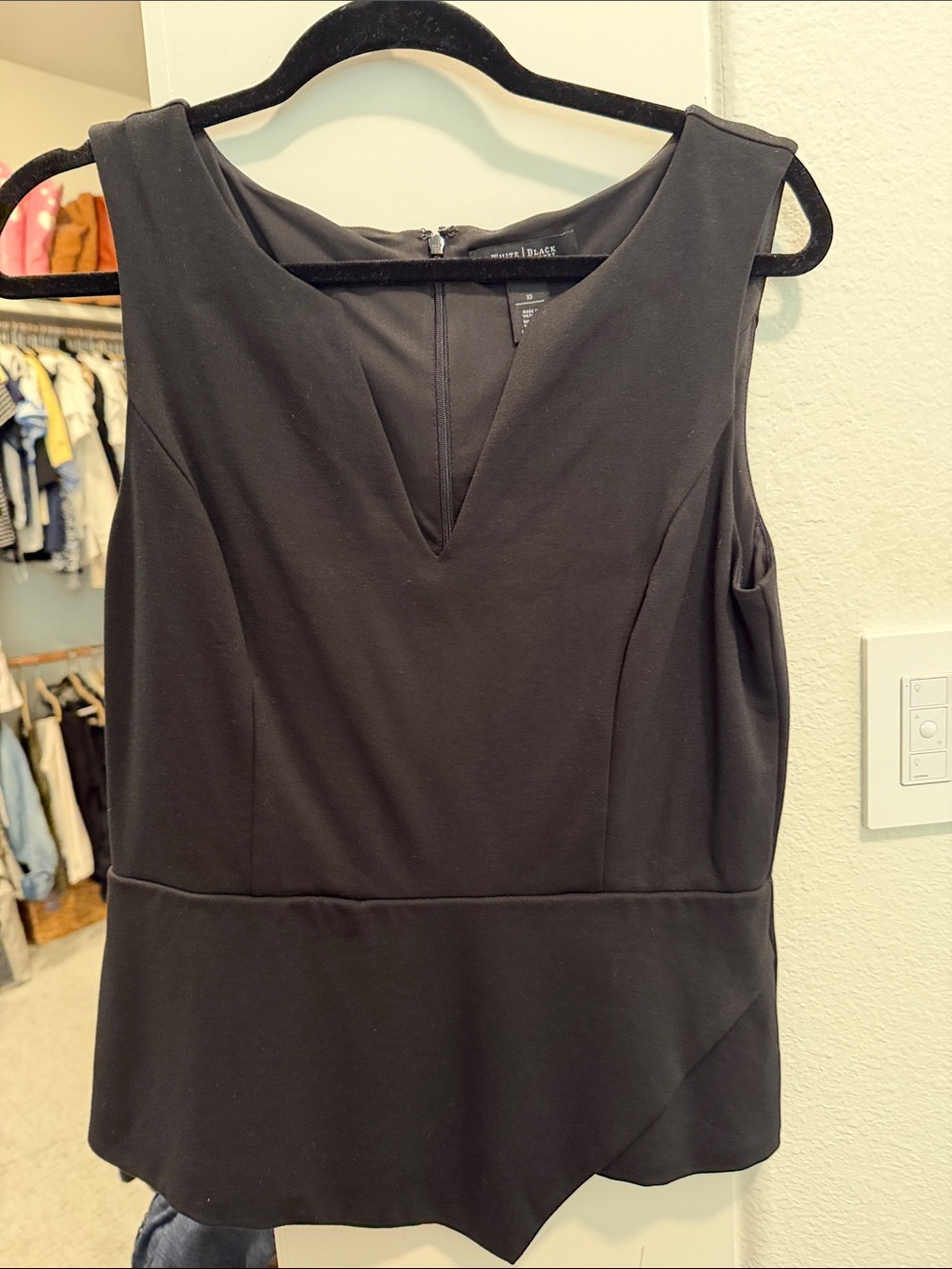 White House Black Market Black Asymmetrical Peplum Shell